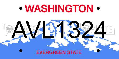 AVL1324 Washington License Plate