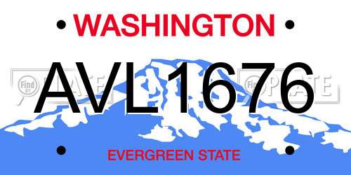 AVL1676 Washington License Plate