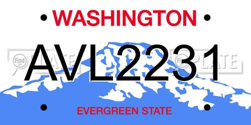 AVL2231 Washington License Plate