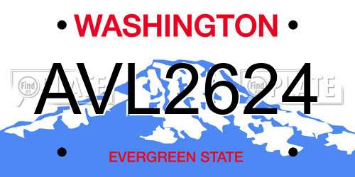 AVL2624 Washington License Plate