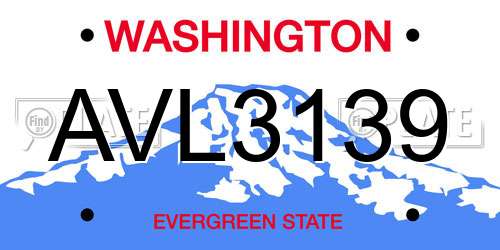 AVL3139 Washington License Plate