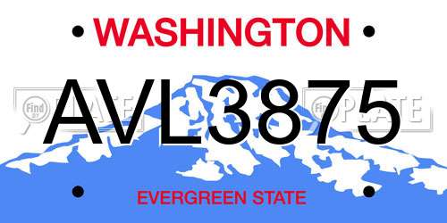 AVL3875 Washington License Plate