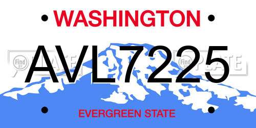 AVL7225 Washington License Plate