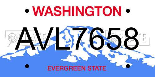 AVL7658 Washington License Plate