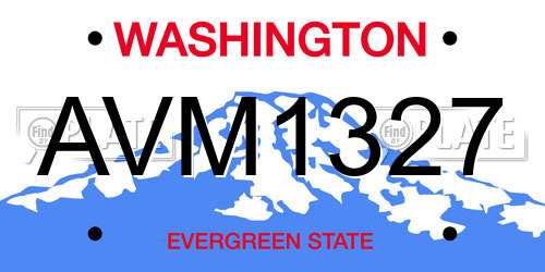 AVM1327 Washington License Plate