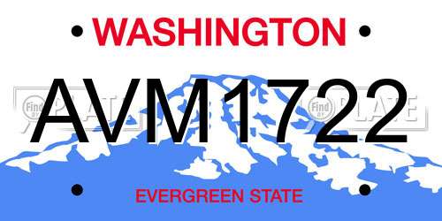 AVM1722 Washington License Plate
