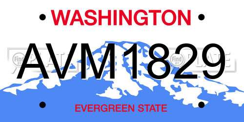 AVM1829 Washington License Plate