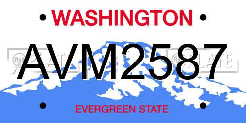 AVM2587 Washington License Plate