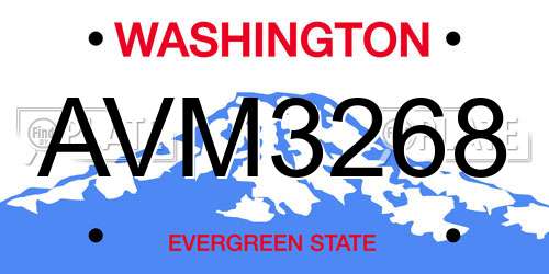 AVM3268 Washington License Plate