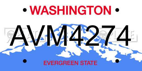 AVM4274 Washington License Plate