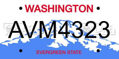 AVM4323 Washington License Plate