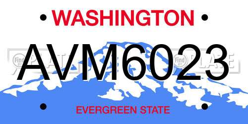 AVM6023 Washington License Plate