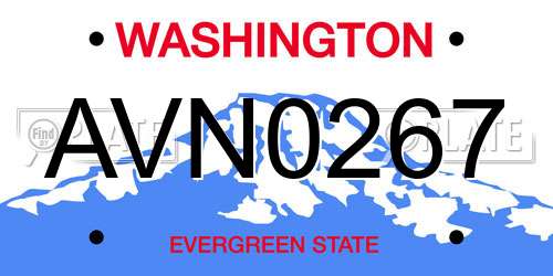 AVN0267 Washington License Plate