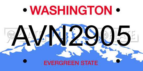 AVN2905 Washington License Plate
