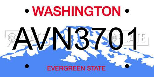 AVN3701 Washington License Plate