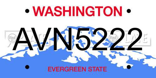 AVN5222 Washington License Plate
