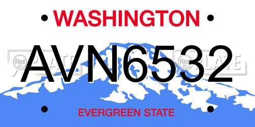 AVN6532 Washington License Plate