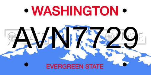 AVN7729 Washington License Plate