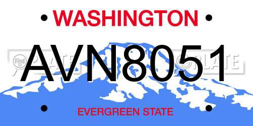 AVN8051 Washington License Plate