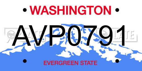 AVP0791 Washington License Plate