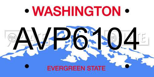 AVP6104 Washington License Plate