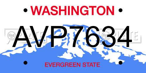 AVP7634 Washington License Plate