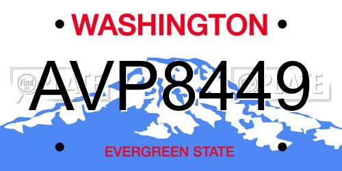 AVP8449 Washington License Plate
