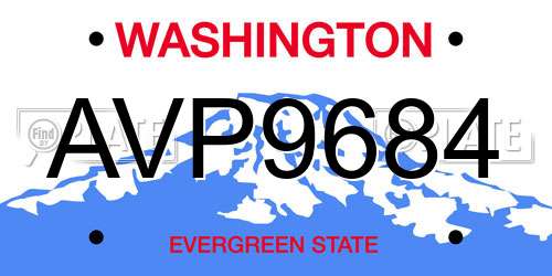 AVP9684 Washington License Plate