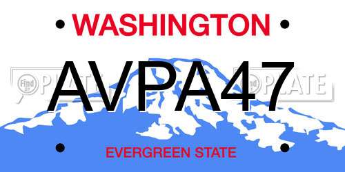 AVPA47 Washington License Plate
