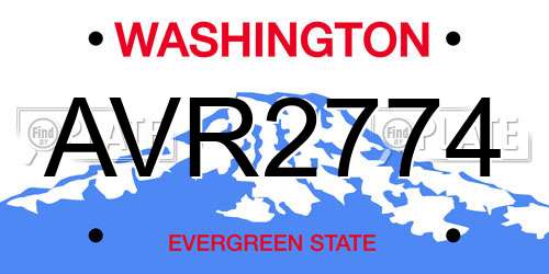 AVR2774 Washington License Plate