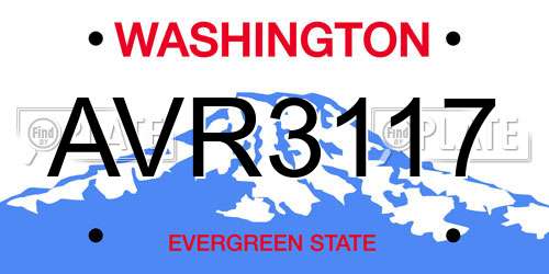 AVR3117 Washington License Plate