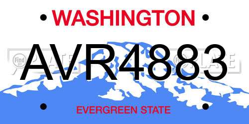 AVR4883 Washington License Plate