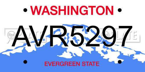 AVR5297 Washington License Plate