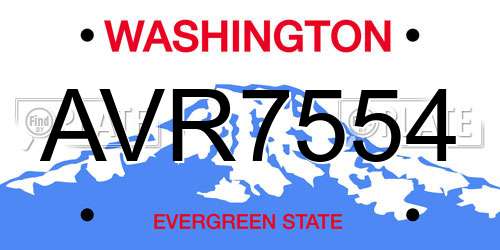AVR7554 Washington License Plate