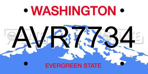 AVR7734 Washington License Plate