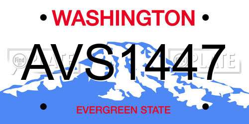 AVS1447 Washington License Plate