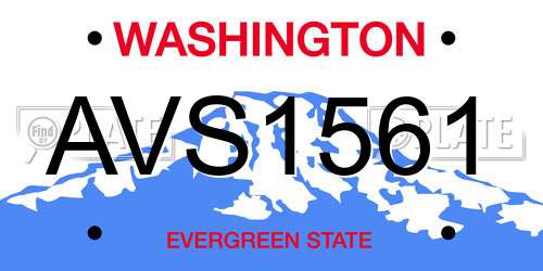 AVS1561 Washington License Plate