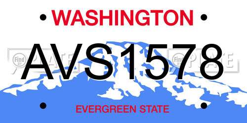 AVS1578 Washington License Plate