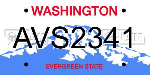 AVS2341 Washington License Plate