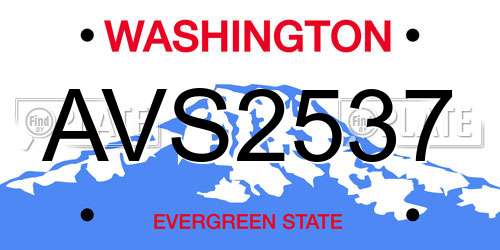 AVS2537 Washington License Plate