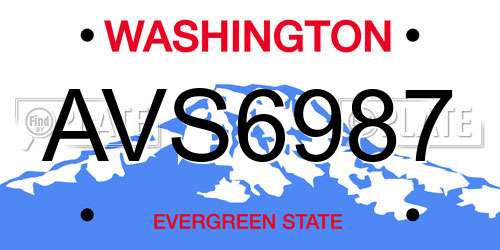AVS6987 Washington License Plate