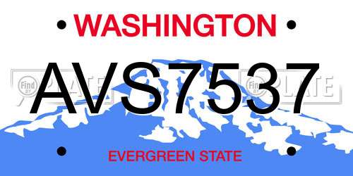 AVS7537 Washington License Plate