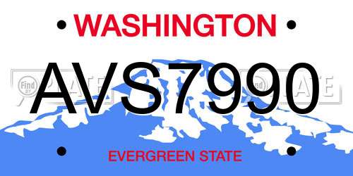 AVS7990 Washington License Plate