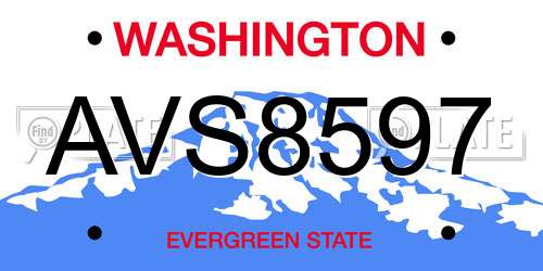 AVS8597 Washington License Plate