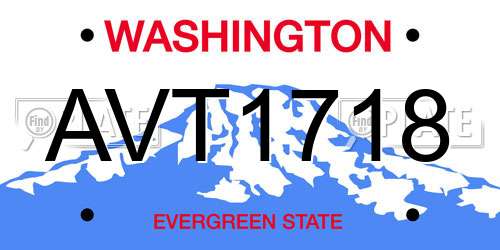 AVT1718 Washington License Plate