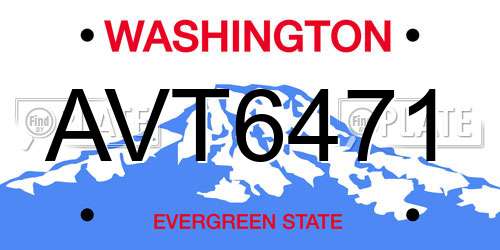 AVT6471 Washington License Plate