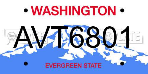 AVT6801 Washington License Plate
