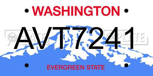 AVT7241 Washington License Plate