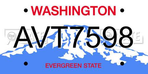 AVT7598 Washington License Plate