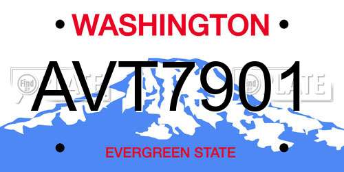 AVT7901 Washington License Plate